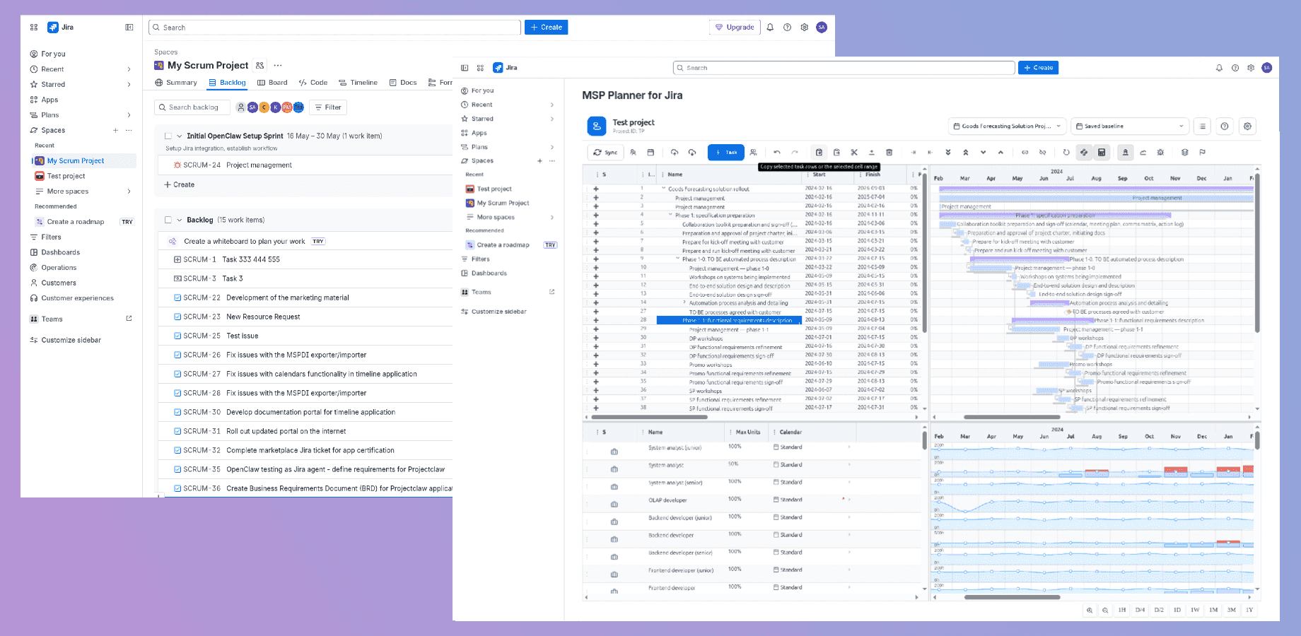 MSP Planner for Jira running inside Jira Cloud